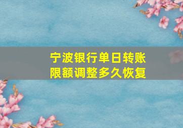 宁波银行单日转账限额调整多久恢复