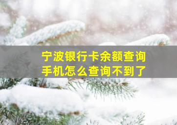 宁波银行卡余额查询手机怎么查询不到了