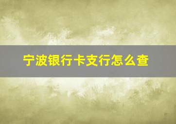 宁波银行卡支行怎么查