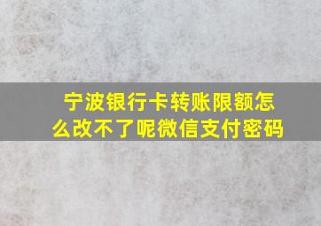 宁波银行卡转账限额怎么改不了呢微信支付密码