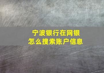 宁波银行在网银怎么搜索账户信息