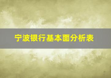 宁波银行基本面分析表