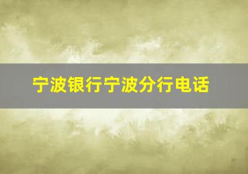 宁波银行宁波分行电话