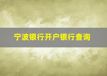 宁波银行开户银行查询