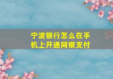 宁波银行怎么在手机上开通网银支付