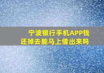 宁波银行手机APP钱还掉去能马上借出来吗