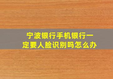 宁波银行手机银行一定要人脸识别吗怎么办