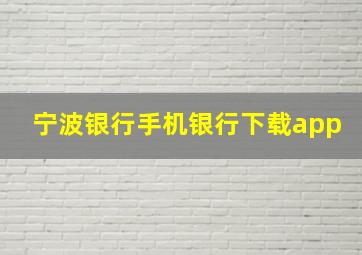 宁波银行手机银行下载app