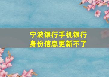 宁波银行手机银行身份信息更新不了