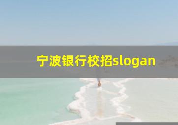 宁波银行校招slogan