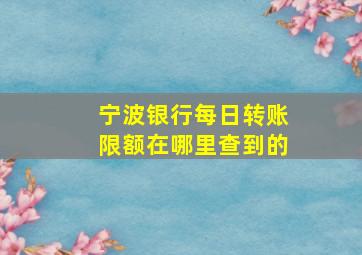 宁波银行每日转账限额在哪里查到的