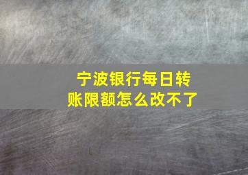 宁波银行每日转账限额怎么改不了