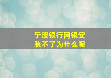 宁波银行网银安装不了为什么呢