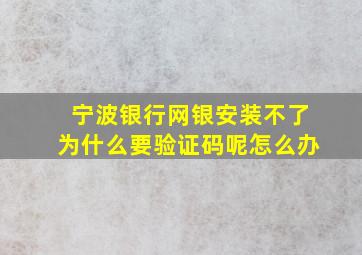 宁波银行网银安装不了为什么要验证码呢怎么办