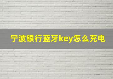 宁波银行蓝牙key怎么充电