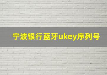 宁波银行蓝牙ukey序列号