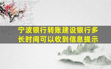 宁波银行转账建设银行多长时间可以收到信息提示