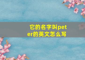 它的名字叫peter的英文怎么写