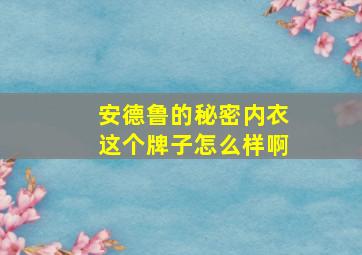 安德鲁的秘密内衣这个牌子怎么样啊