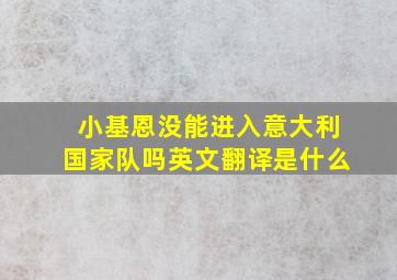 小基恩没能进入意大利国家队吗英文翻译是什么