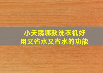 小天鹅哪款洗衣机好用又省水又省水的功能