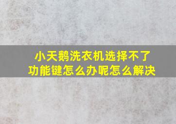 小天鹅洗衣机选择不了功能键怎么办呢怎么解决