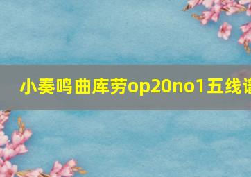 小奏鸣曲库劳op20no1五线谱