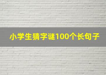 小学生猜字谜100个长句子