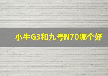 小牛G3和九号N70哪个好