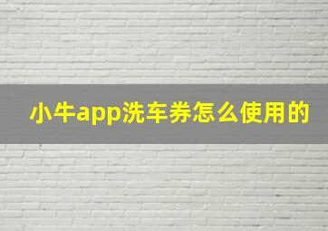 小牛app洗车券怎么使用的