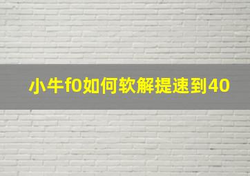 小牛f0如何软解提速到40