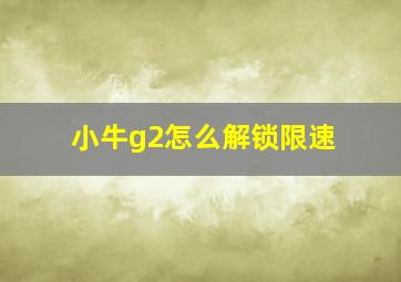 小牛g2怎么解锁限速