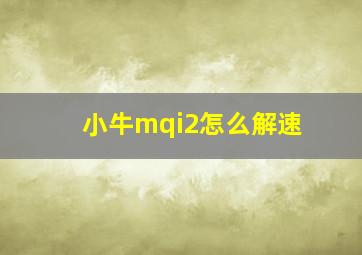 小牛mqi2怎么解速