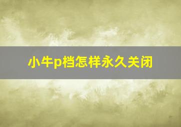 小牛p档怎样永久关闭