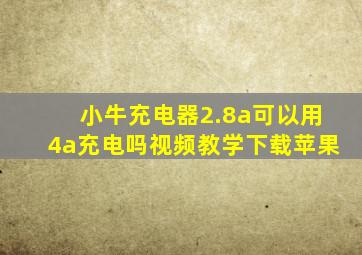 小牛充电器2.8a可以用4a充电吗视频教学下载苹果