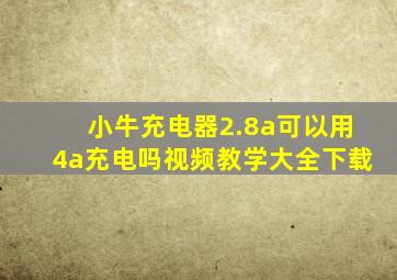 小牛充电器2.8a可以用4a充电吗视频教学大全下载