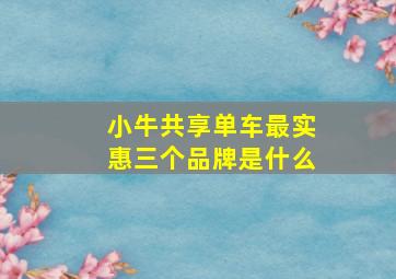 小牛共享单车最实惠三个品牌是什么