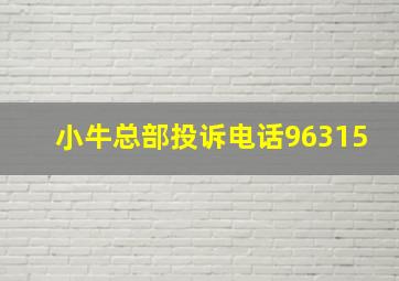 小牛总部投诉电话96315