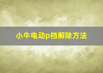 小牛电动p档解除方法