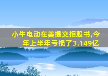 小牛电动在美提交招股书,今年上半年亏损了3.149亿