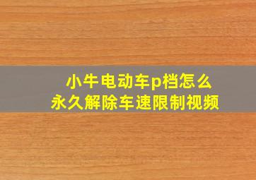 小牛电动车p档怎么永久解除车速限制视频