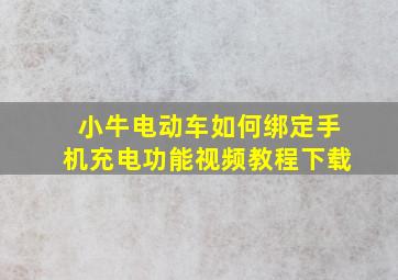 小牛电动车如何绑定手机充电功能视频教程下载