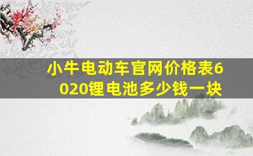 小牛电动车官网价格表6020锂电池多少钱一块