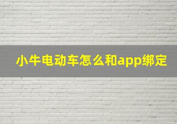 小牛电动车怎么和app绑定