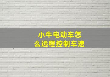 小牛电动车怎么远程控制车速