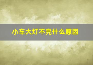 小车大灯不亮什么原因