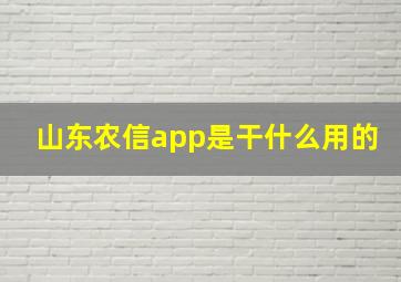 山东农信app是干什么用的