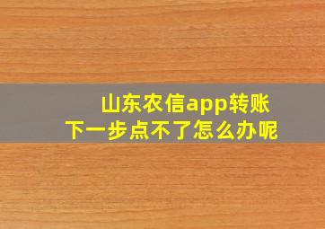 山东农信app转账下一步点不了怎么办呢