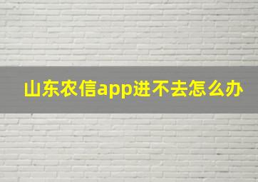 山东农信app进不去怎么办