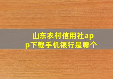 山东农村信用社app下载手机银行是哪个